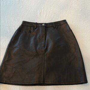 NY Jeans Black Faux Leather Mini Skirt sz 8 80s 90s Grunge Moto Biker Hip Retro
